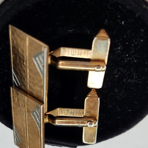 Swank Gold Silver Cufflinks - Picture 3 of 4